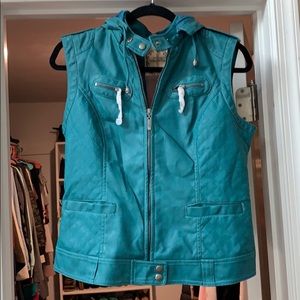 Downtown Coalition faux leather moto vest